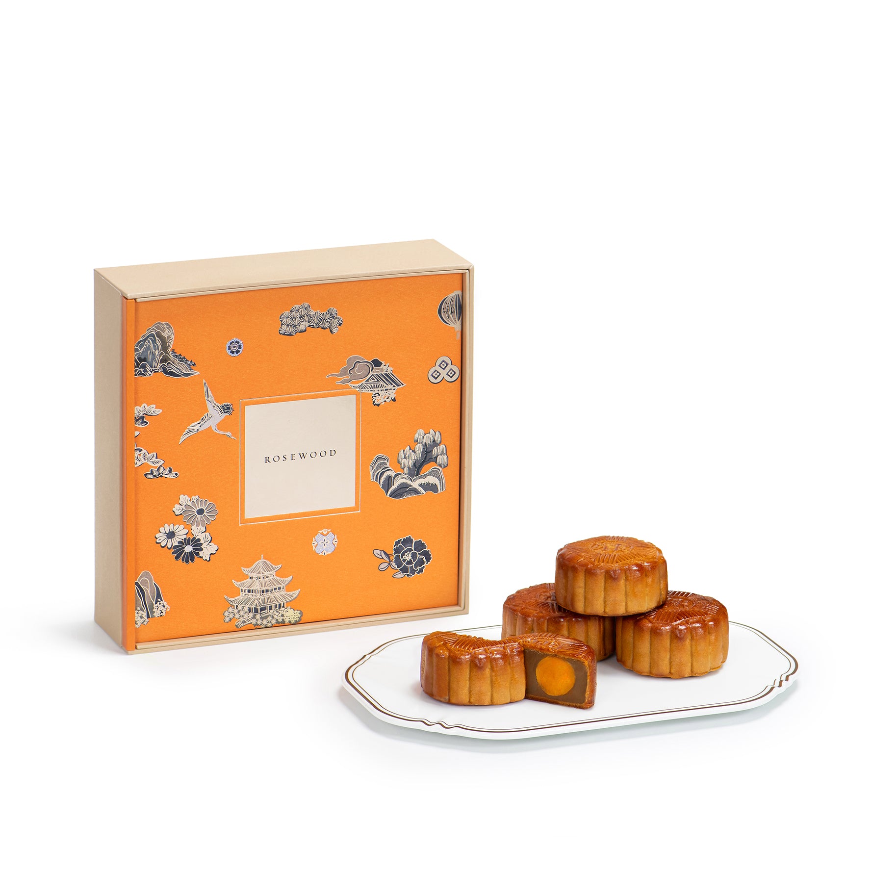 Traditional White Lotus Seed Paste Mooncakes with Double Egg Yolks